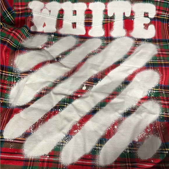 Off-White Red Plaid Shirt with White Label